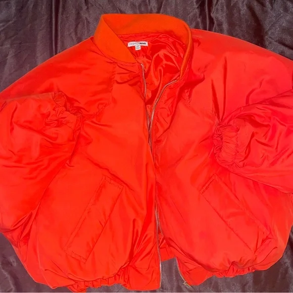 Fashion Nova Jackets Coats Orange Cropped Puffer Jacket